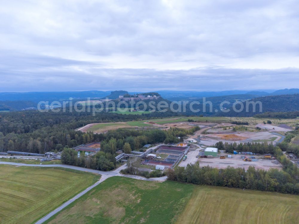 Königstein from the bird's eye view: Layers of a mining waste dump in Koenigstein in the state Saxony, Germany