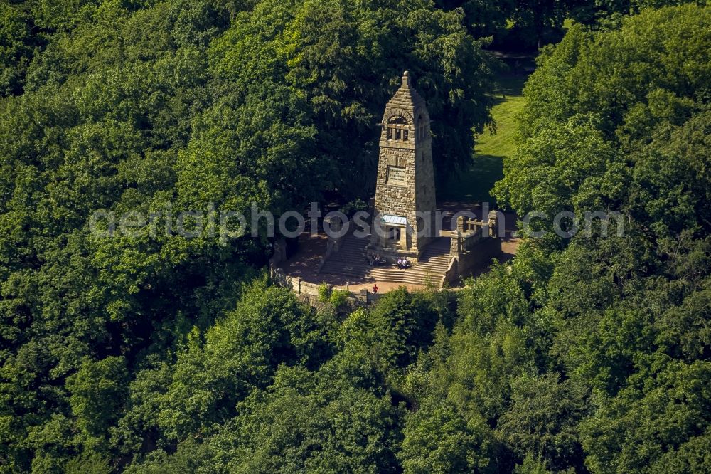 Aerial image Witten - Look at the Berger Memorial Hohenstein in Witten in the Ruhr in the state North Rhine-Westphalia