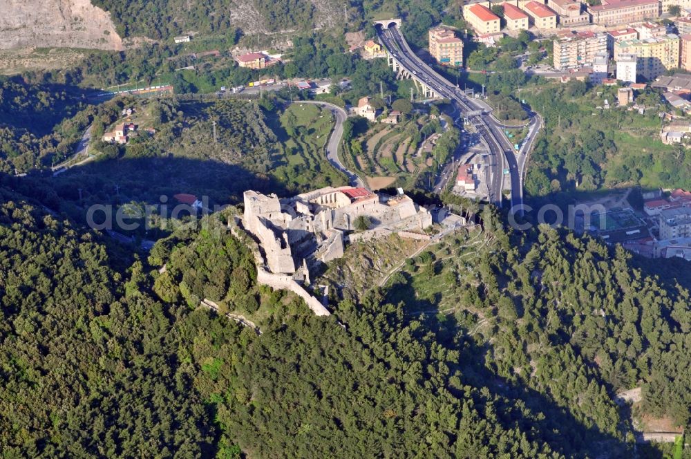 Salerno from the bird's eye view: View of the mountains Monti Lattari at the city Salerno in the homonymous province in Italy