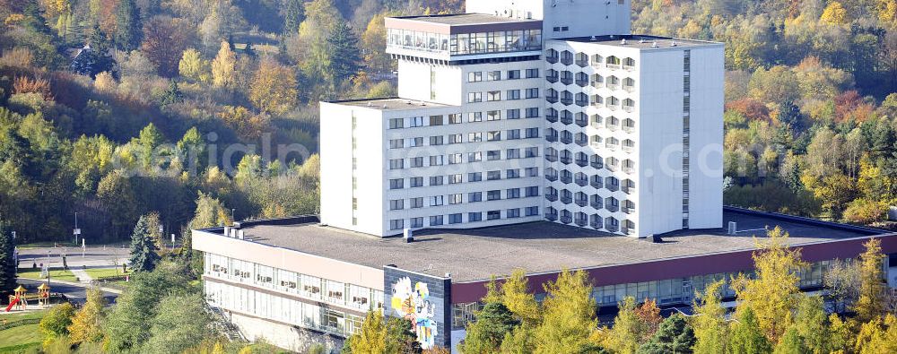 Friedrichroda from above - Blick auf das Berghotel in der Bergstraße im Erholungsort Friedrichroda im Thüringer Wald. View of the mountain hotel in Friedrichroda in Thuringia.