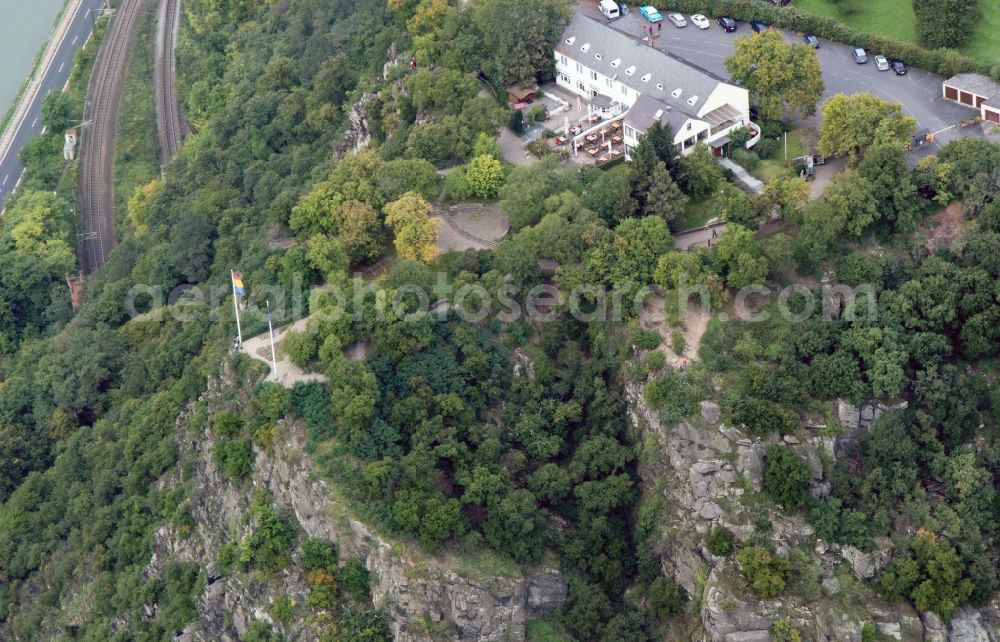 Bornich from the bird's eye view: Mountain hotel on the Loreley at the Rhine in Bornich in Rhineland-Palatinate