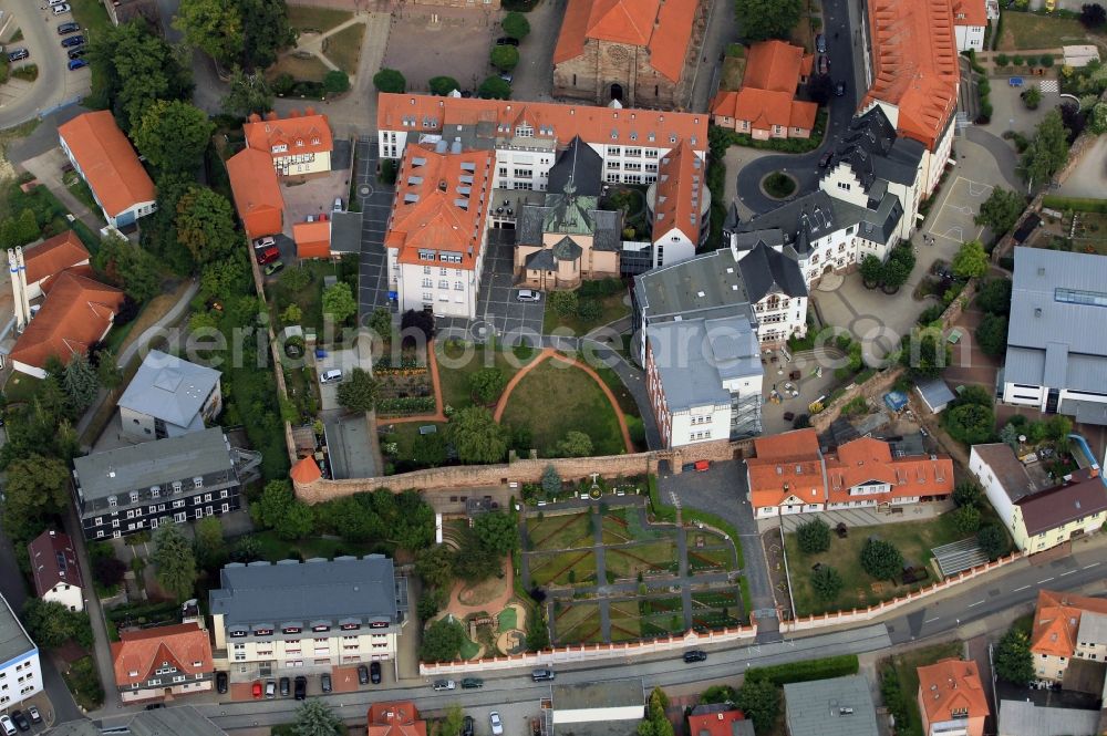 Heilbad Heiligenstadt from the bird's eye view: Mountain Monastery Heiligenstadt and Catholic grammar school the the place am Friedensplatz in Heilbad Heiligenstadt in Thuringia