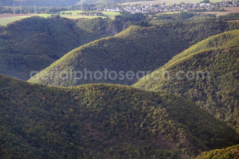 Aerial image Zell (Mosel) - Mountain landscape of the Hunsrueck in Zell (Mosel) in Rhineland-Palatinate