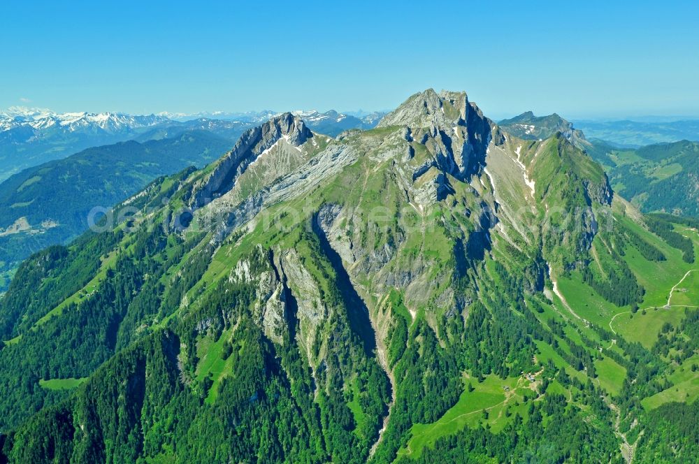 Luzern from above - View of the fold mountains Pilatus south of Lucerne in Switzerland