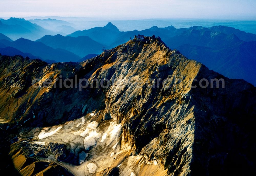 Garmisch-Partenkirchen from the bird's eye view: Massif of the Zugspitze in the Alps near Garmisch-Partenkirchen in Bavaria