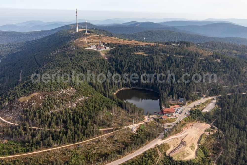 Seebach from above - Rocky and mountainous landscape Hornisgrinde over Mummelsee in Seebach in the state Baden-Wurttemberg, Germany