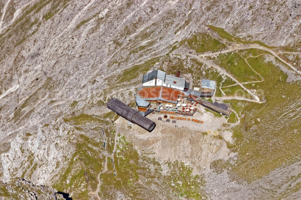 Aerial image Mittenwald - Mountain station and telescope on Karwendelbahn in Mittenwald in the state Bavaria, Germany