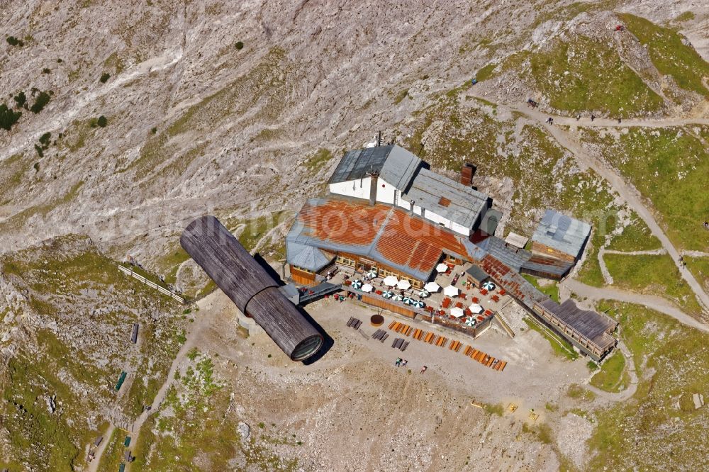 Aerial photograph Mittenwald - Mountain station and telescope on Karwendelbahn in Mittenwald in the state Bavaria, Germany