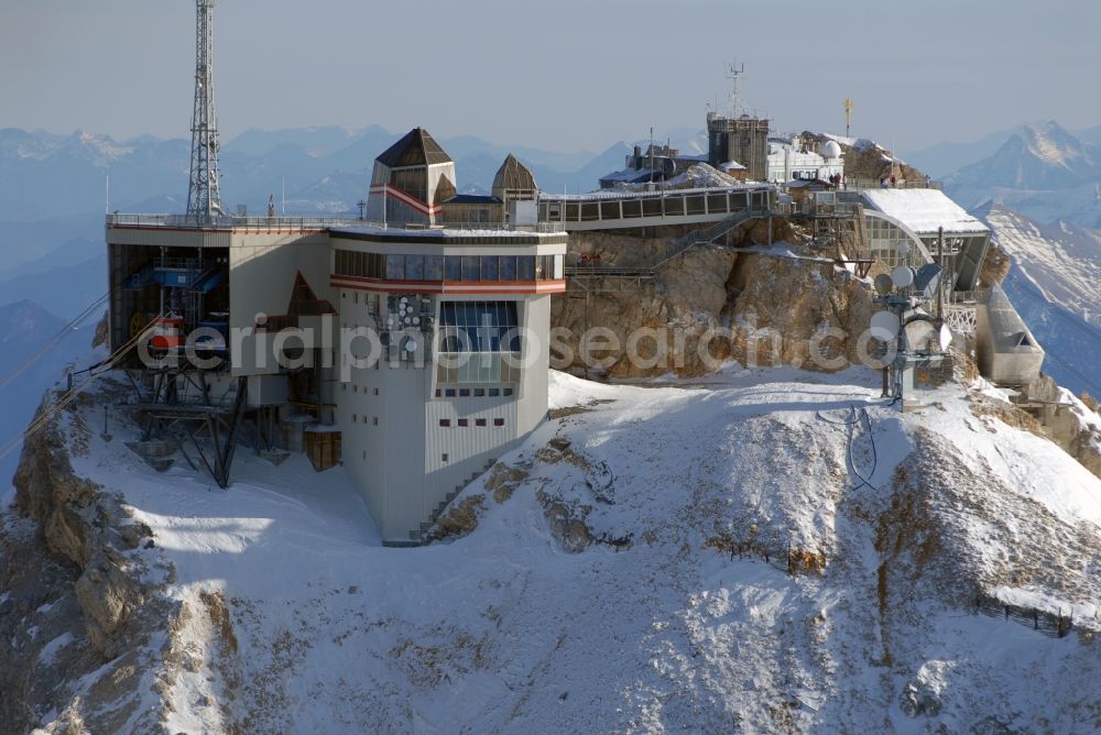 Aerial image Garmisch-Partenkirchen - Station of the new cable car to the summit of the Zugspitze near Garmisch-Partenkirchen in the state Bavaria, Germany
