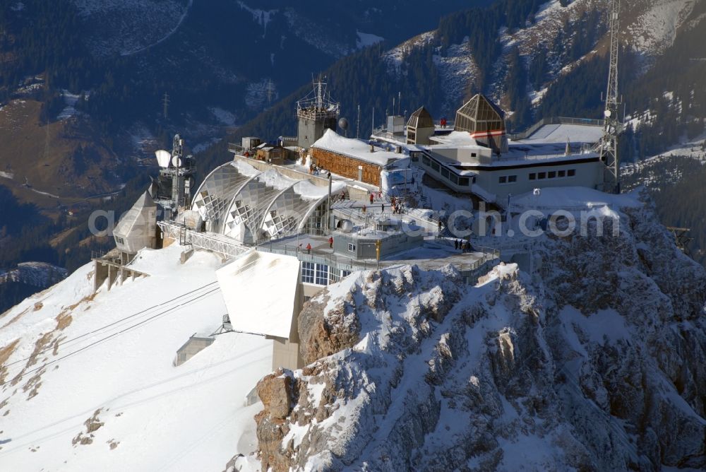 Aerial image Garmisch-Partenkirchen - Station of the new cable car to the summit of the Zugspitze near Garmisch-Partenkirchen in the state Bavaria, Germany