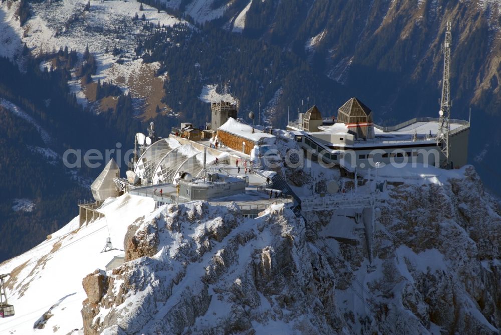 Aerial photograph Garmisch-Partenkirchen - Station of the new cable car to the summit of the Zugspitze near Garmisch-Partenkirchen in the state Bavaria, Germany