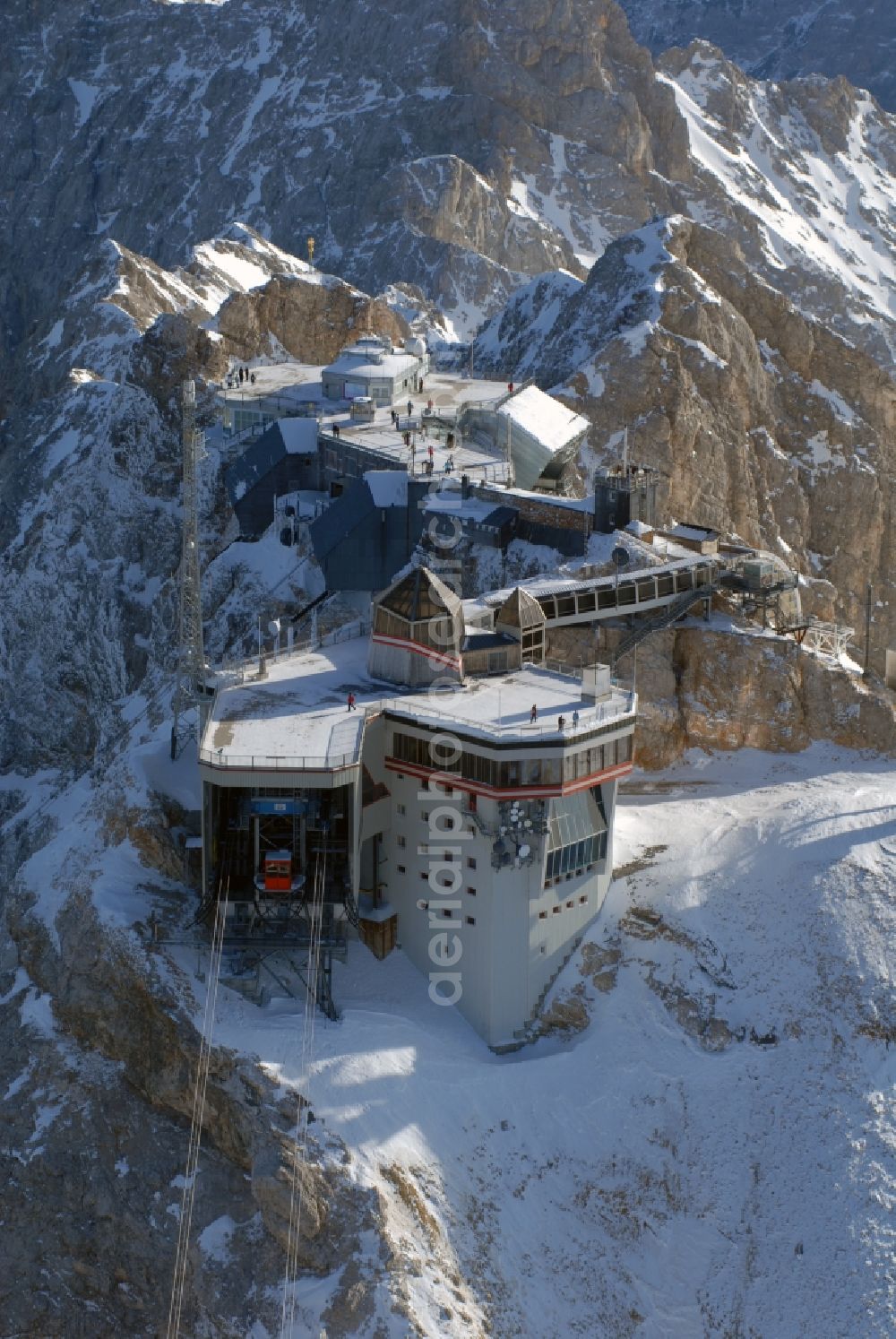 Garmisch-Partenkirchen from the bird's eye view: Station of the new cable car to the summit of the Zugspitze near Garmisch-Partenkirchen in the state Bavaria, Germany