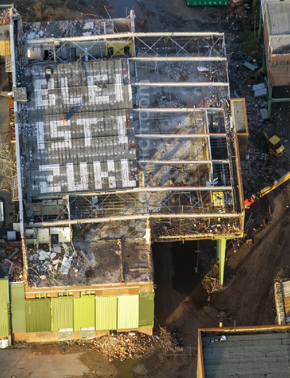 Aerial image Dinslaken - Mine Lohberg with the building from the shaft 2 and the winding tower at Dinslaken in the Ruhr area in North Rhine-Westphalia