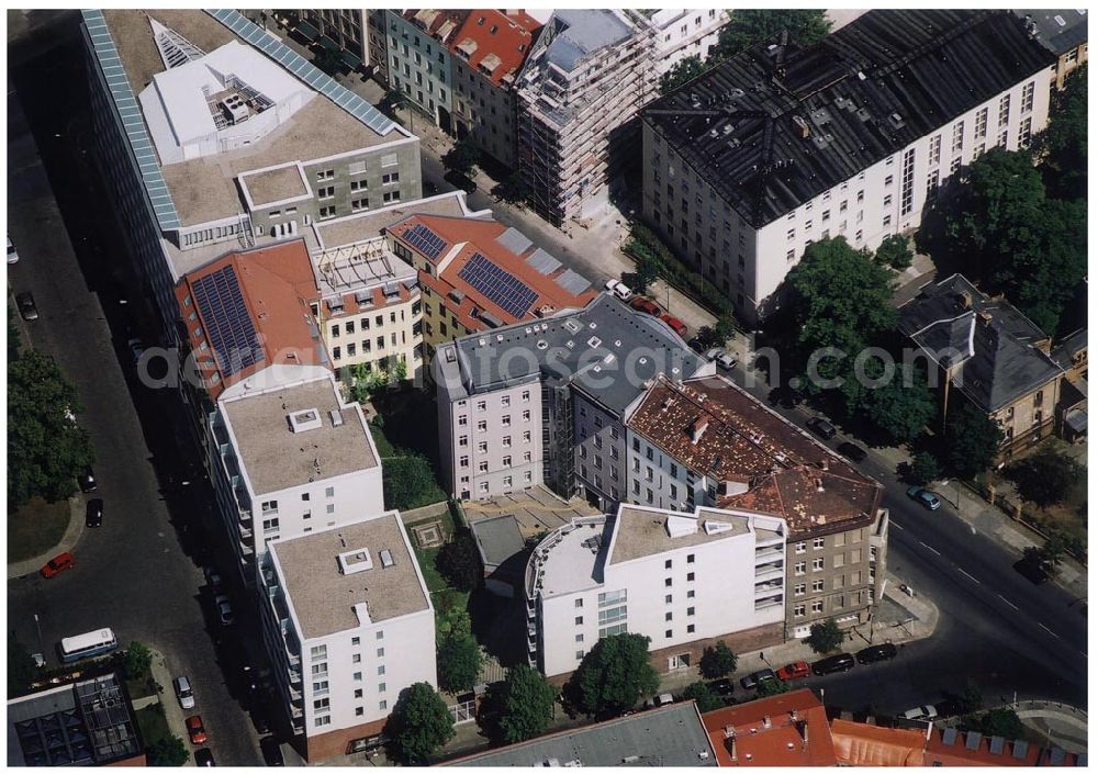 Berlin Mitte from the bird's eye view: 31.05.2004 Berlin Mitte, Blick auf die Gebäude der Hessische Straße 11, 10115 Berlin, der PRIMA Wohnbau Gesellschaft, PRIMA Wohnbauten Privatisierungs-Managemant GmbH Lichtenberg, Kurfürstendamm 32, 10719 Berlin, Tel.: 212497-0, Fax.: 2110170,