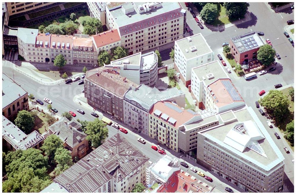 Aerial image Berlin Mitte - 31.05.2004 Berlin Mitte, Blick auf die Gebäude der Hessische Straße 11, 10115 Berlin, der PRIMA Wohnbau Gesellschaft, PRIMA Wohnbauten Privatisierungs-Managemant GmbH Lichtenberg, Kurfürstendamm 32, 10719 Berlin, Tel.: 212497-0, Fax.: 2110170,