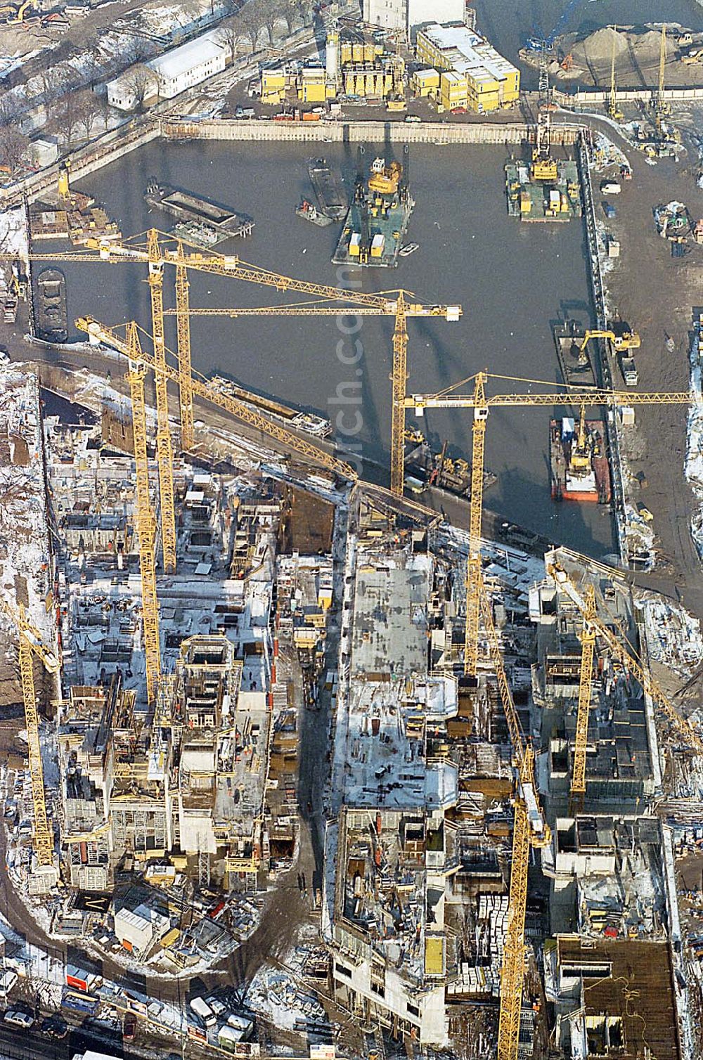 Aerial image Berlin Mitte - 22.11.1995 Berlin, Baustelle am Porsdamer Platz (Winter)