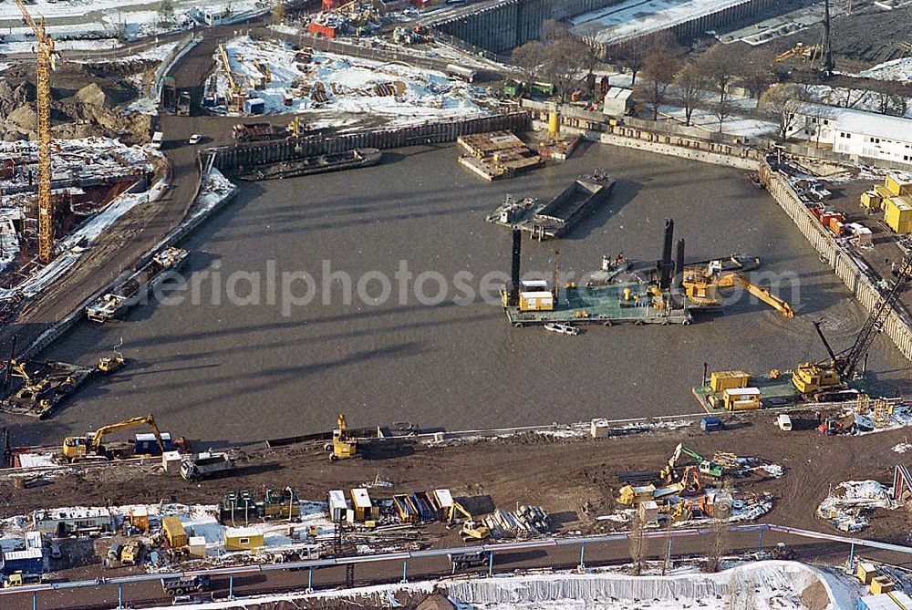 Aerial photograph Berlin Mitte - 22.11.1995 Berlin, Baustelle am Porsdamer Platz (Winter)