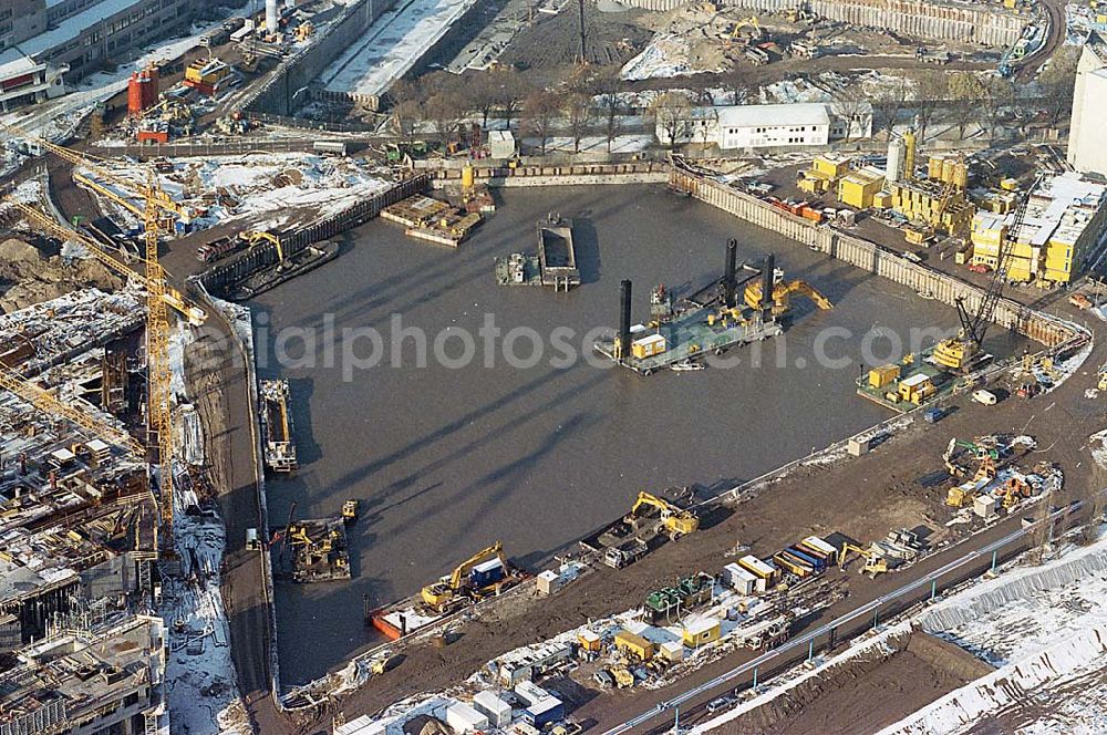 Berlin Mitte from above - 22.11.1995 Berlin, Baustelle am Porsdamer Platz (Winter)