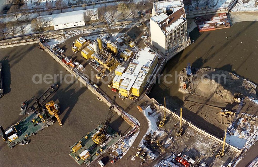 Berlin Mitte from above - 22.11.1995 Berlin, Baustelle am Porsdamer Platz (Winter)