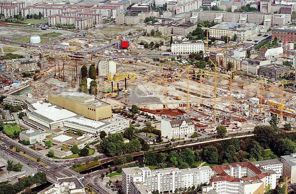 Aerial photograph Berlin Mitte - 06.09.1995 Berlin, Baustelle am Potsdamer Platz