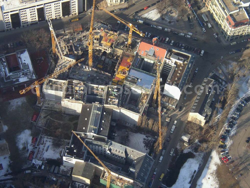 Aerial image Berlin - Büro- und Wohnhausbau am Hausvogteiplatz in Berlin- Mitte Pilot: Grahn