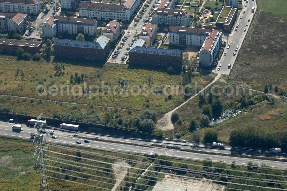 Aerial photograph Berlin - Blick auf den Berliner Ring / Autobahn A 10 / E 55 zwischen den Stadtteilen Karow und Buch.