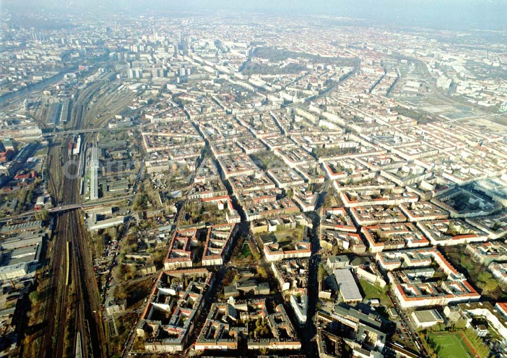 Berlin - Friedrichshain from the bird's eye view: 