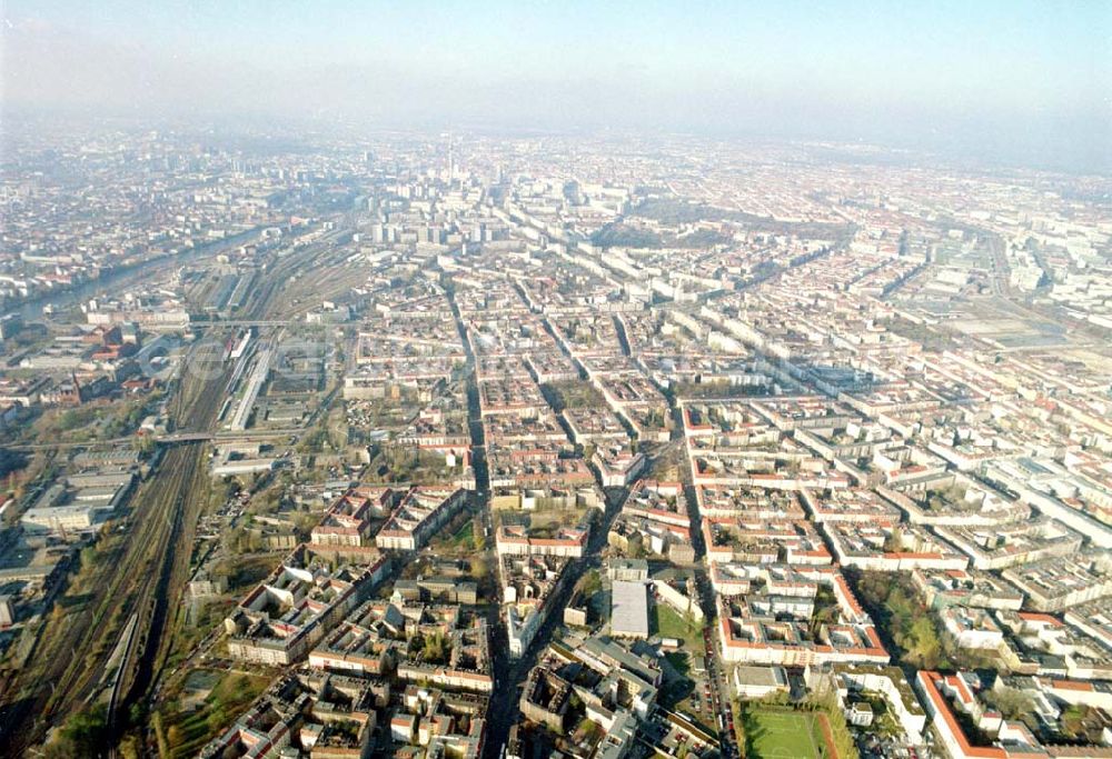 Berlin - Friedrichshain from the bird's eye view: 