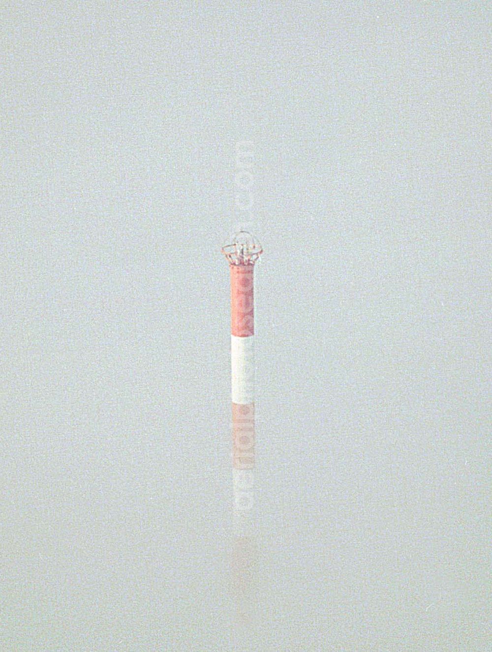 Aerial photograph Berlin - 27.11.2003 Berlin-Mitte, Alexanderplatz Fernsehturmspitze bei Nebel während eines Luftbildfluges der Agentur Luftbild und Pressefoto