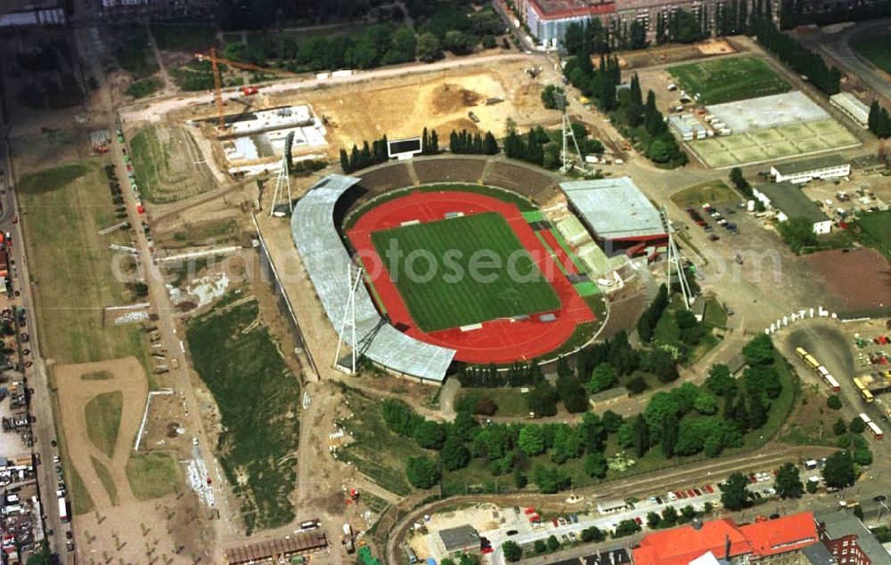 Aerial image Berlin, Prenzlauerberg - 24.05.94 Berlin Prenzlauerberg, Bau des Jahnsportparks