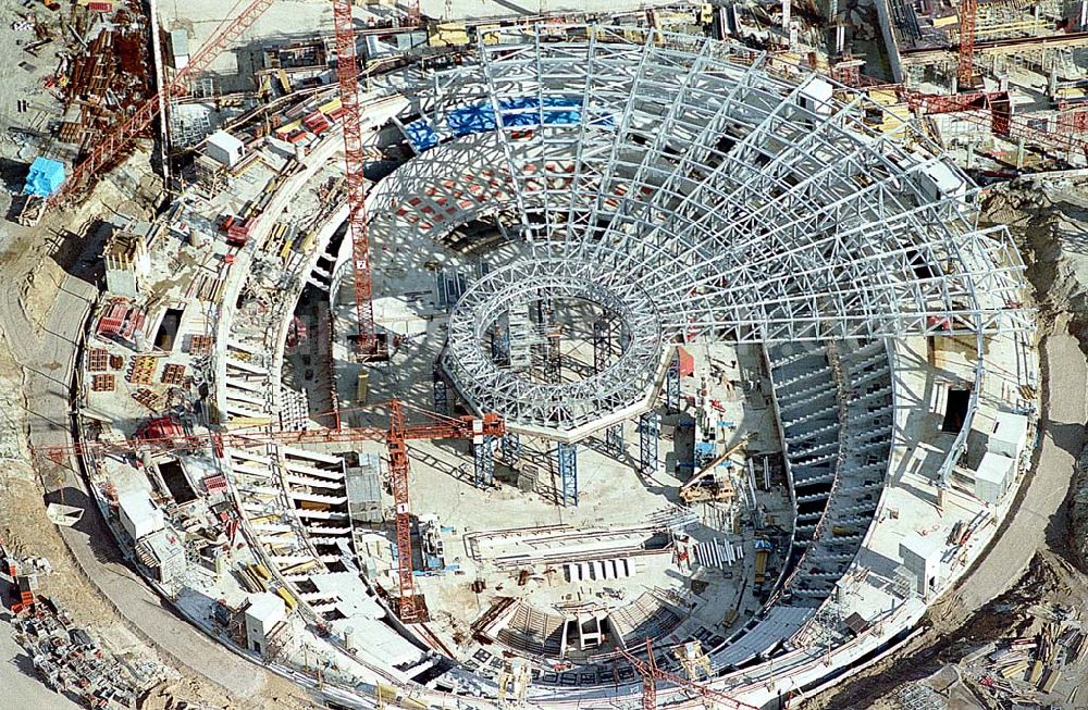 Aerial photograph Berlin - 21.10.1995 Berlin, Radsporthalle / Baustelle an der Landserger Allee