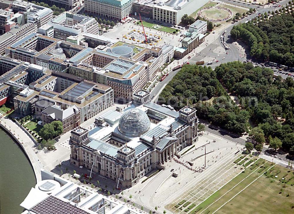 Aerial image Berlin - Tiergarten (Spreebogen) - Berlin Tiergarten Regierungsviertel im Berliner Tiegarten mit dem Reichstag,Paul-Löbe-Haus und Marie-Elisabeth-Lüders-Haus am Spreebogen Im Auftrag der Bundesbaugesellschaft mbH