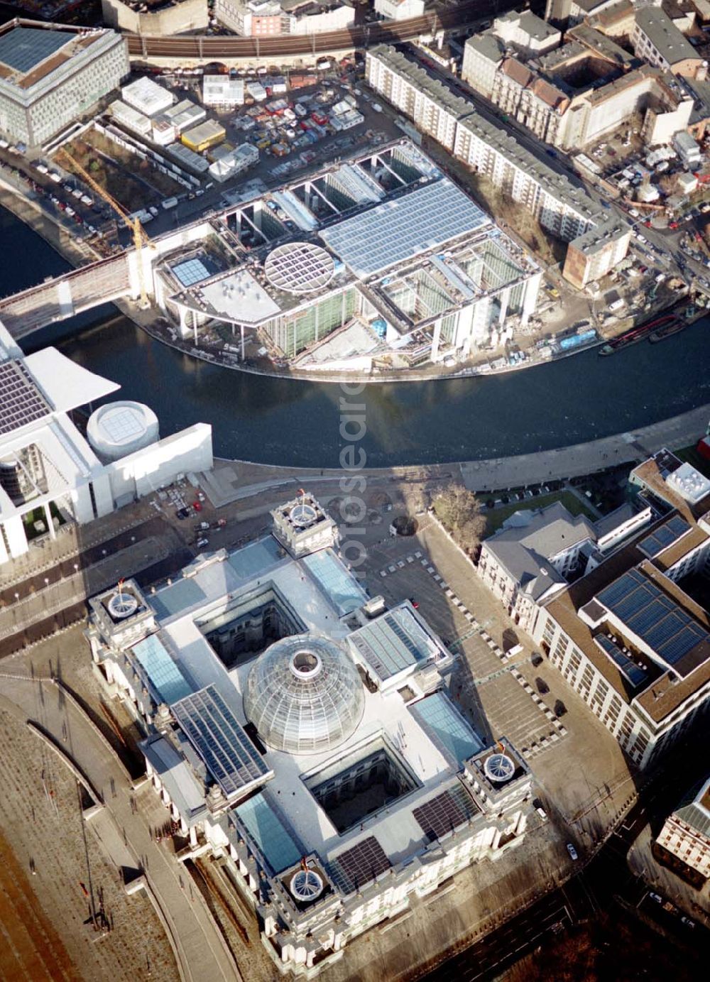 Aerial image Berlin - Tiergarten - Berlin Tiergarten Regierungsviertel im Berliner Tiergarten mit dem Reichstag Paul-Löbe-Haus und Marie-Elisabeth-Lüders-Haus 19.01.03