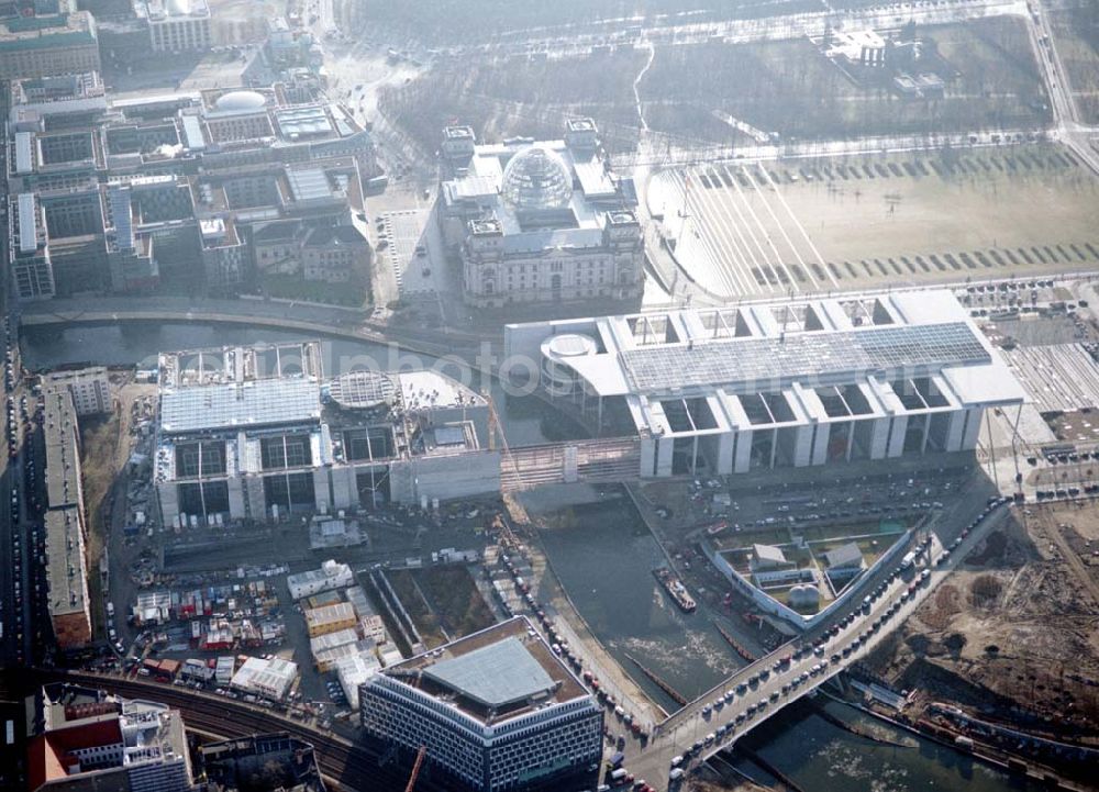 Aerial image Berlin - Tiergarten - Berlin Tiergarten Regierungsviertel im Berliner Tiergarten mit dem Reichstag Paul-Löbe-Haus und Marie-Elisabeth-Lüders-Haus 19.01.03