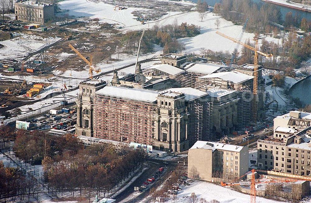 Berlin Mitte from above - 22.11.1995 Berlin, Umbau Reichstag