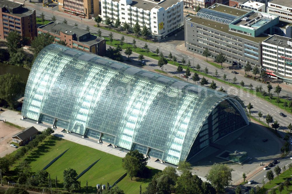 Hamburg from the bird's eye view: Blick auf den Berliner Bogen, ein Bürohaus mit Mischwasserrückhaltebecken, am Anckelmannsplatz 1. Ansprechpartner: CORPUS SIREO, Asset Management GmbH, An der Welle 3, 60322 Frankfurt am Main, Tel. +49(0)69 48005 0, Fax +49(0)69 48005 102, Email: frankfurt@corpussireo.com