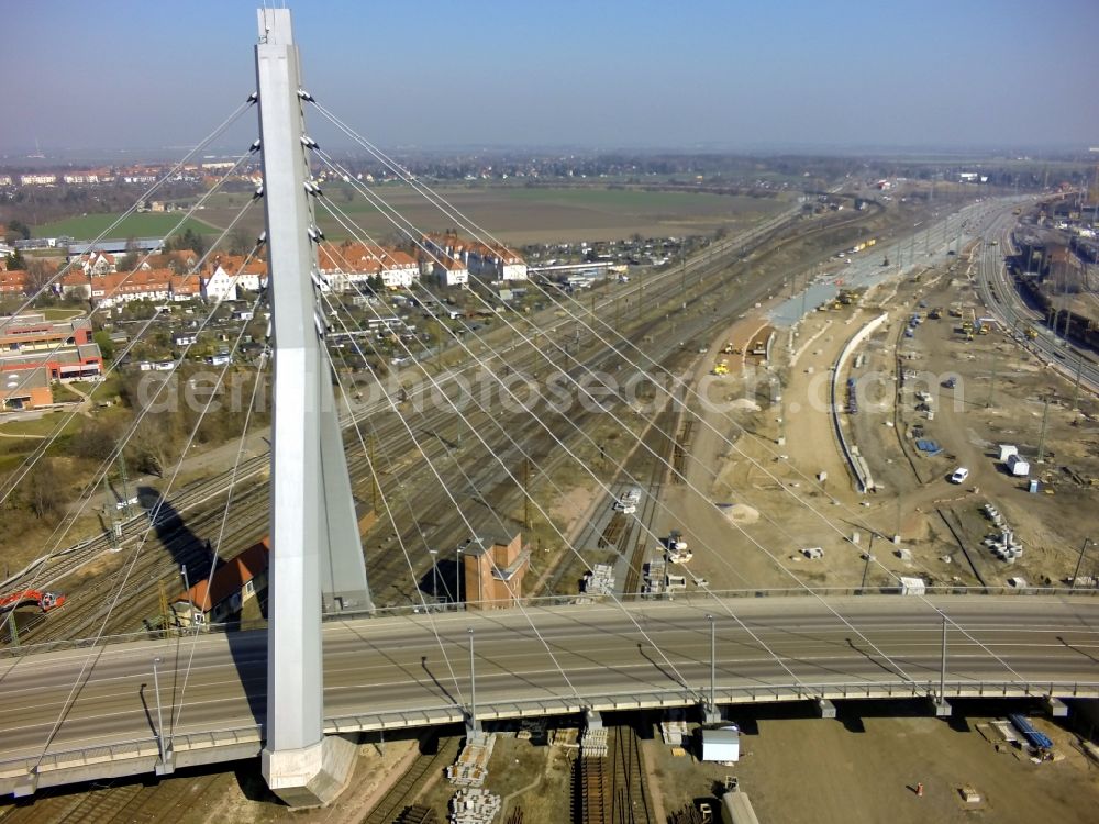 Aerial photograph Halle (Saale) - View of Berlin Bridge in Halle (Saale) in Saxony-Anhalt