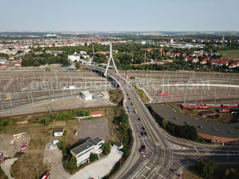 Aerial photograph Halle (Saale) - View of Berlin Bridge in Halle (Saale) in Saxony-Anhalt