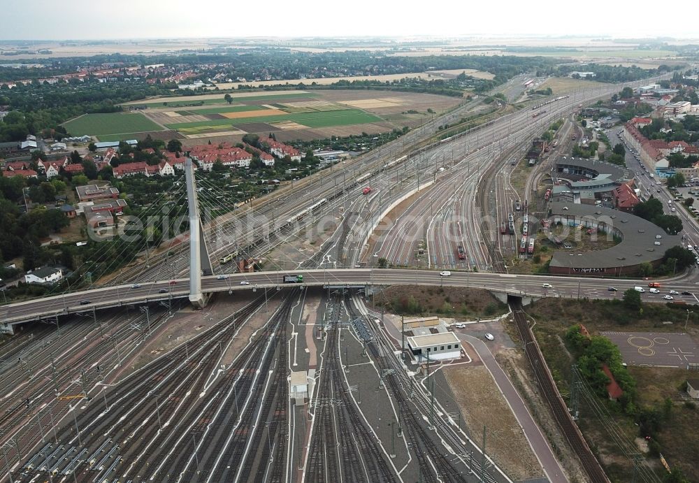 Aerial image Halle (Saale) - View of Berlin Bridge in Halle (Saale) in Saxony-Anhalt