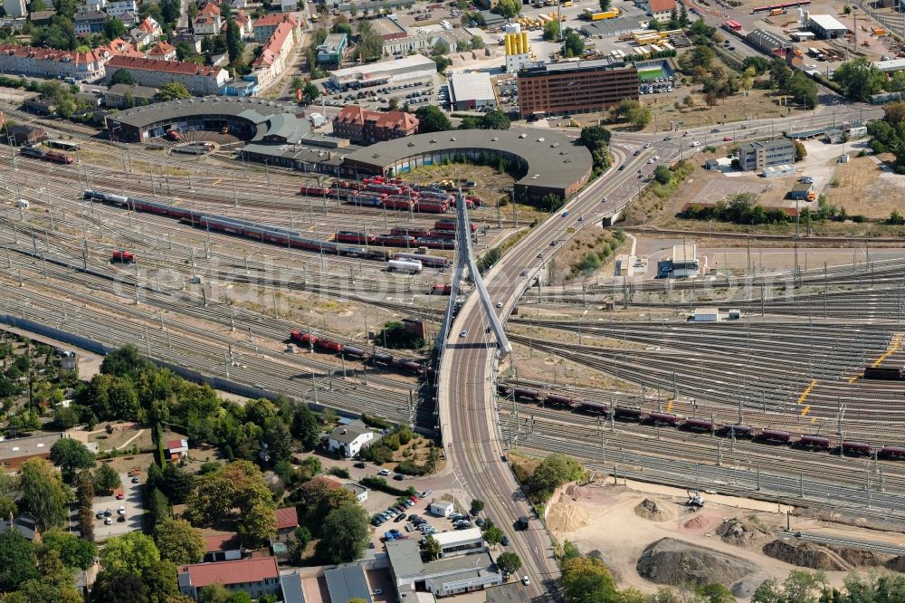 Aerial photograph Halle (Saale) - View of Berlin Bridge in Halle (Saale) in Saxony-Anhalt