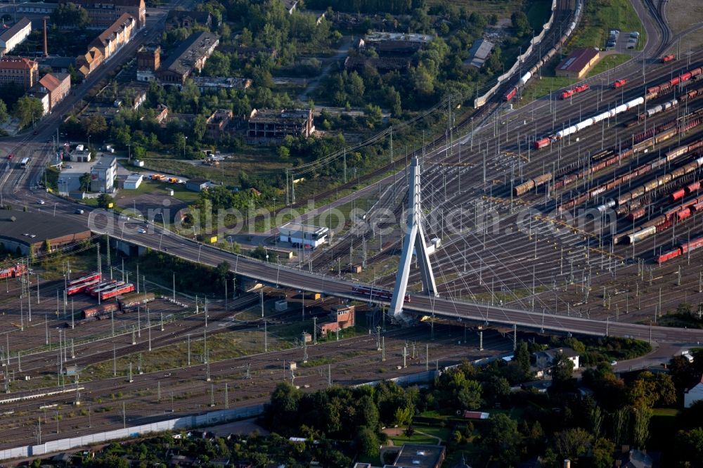 Halle (Saale) from the bird's eye view: View of Berlin Bridge in Halle (Saale) in Saxony-Anhalt