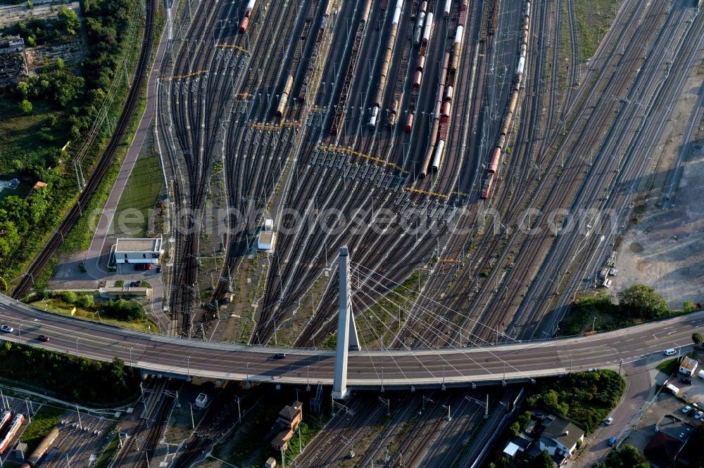 Halle (Saale) from above - View of Berlin Bridge in Halle (Saale) in Saxony-Anhalt