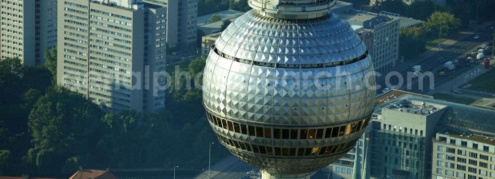 Aerial image Berlin - Berlin TV Tower in the city center east of the federal capital Berlin