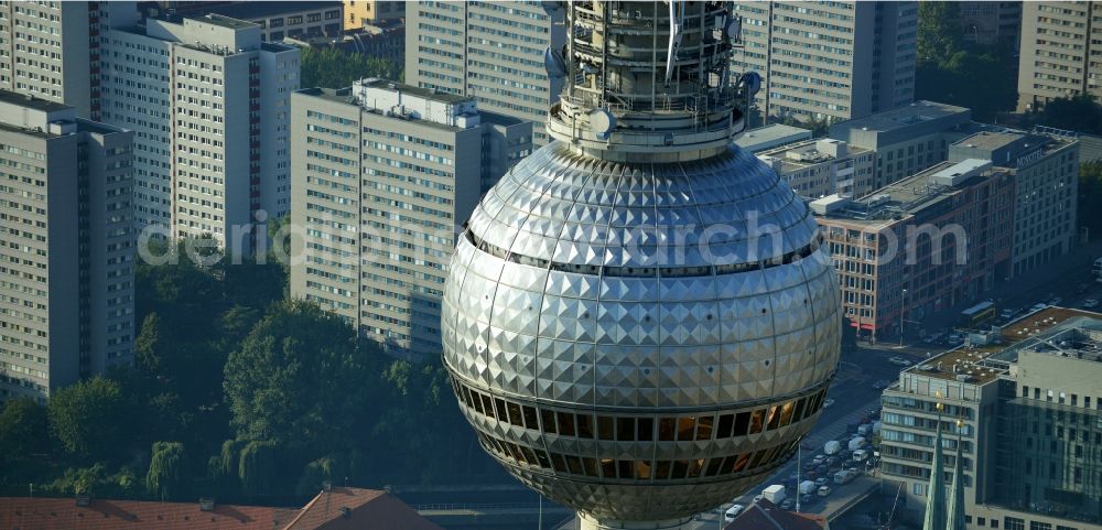 Berlin from above - Berlin TV Tower in the city center east of the federal capital Berlin