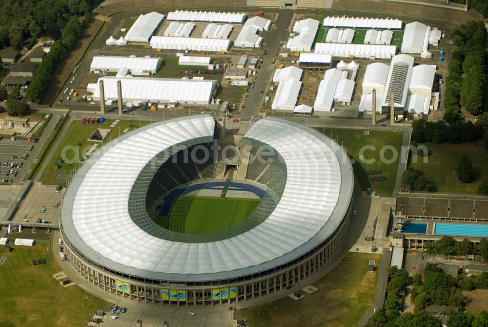 Berlin - Charlottenburg from the bird's eye view: Blick auf das Berliner Olympiastadion vor der Fußballweltmeisterschaft