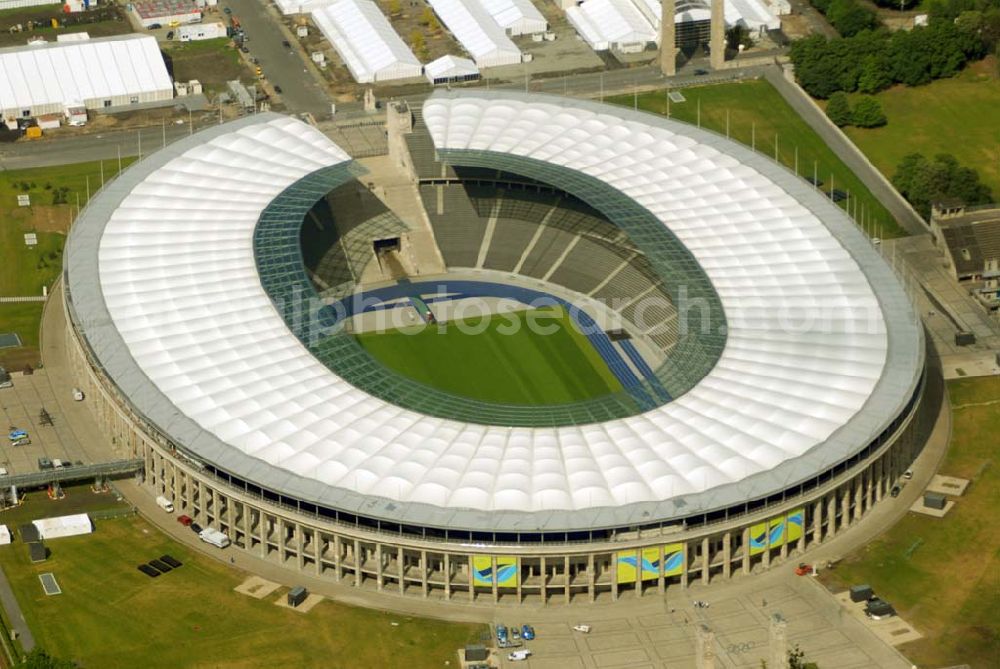 Berlin - Charlottenburg from above - Blick auf das Berliner Olympiastadion vor der Fußballweltmeisterschaft