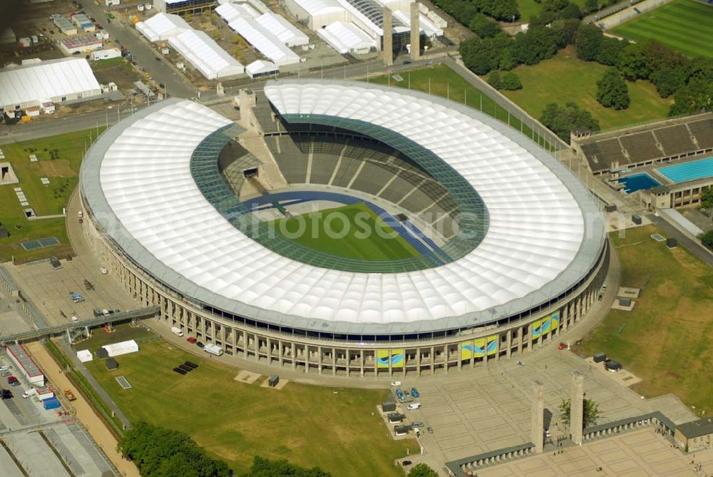 Aerial image Berlin - Charlottenburg - Blick auf das Berliner Olympiastadion vor der Fußballweltmeisterschaft