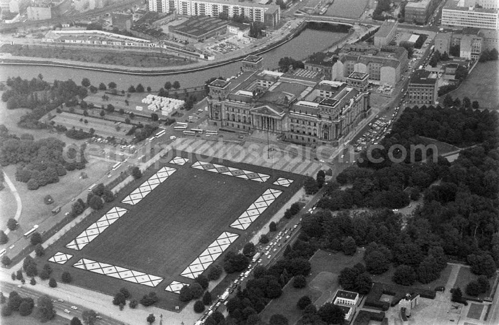 Berlin from above - German Parliamnet Reichstag on the Platz der Republik Square in the Mitte part of Berlin