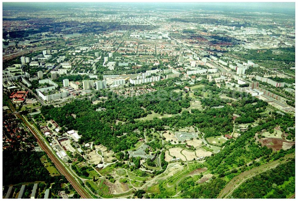 Berlin-Lichtenberg from the bird's eye view: Gelände des Berliner Tierparkes in Berlin - Lichtenberg