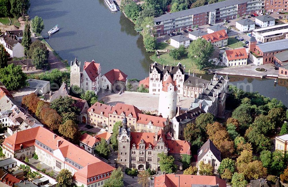 Aerial image Bernburg / Sachsen-Anhalt - Bernburg / Sachsen-Anhalt Blick auf das Schloß an der Saale in der Stadt Bernburg in Sachsen-Anhalt